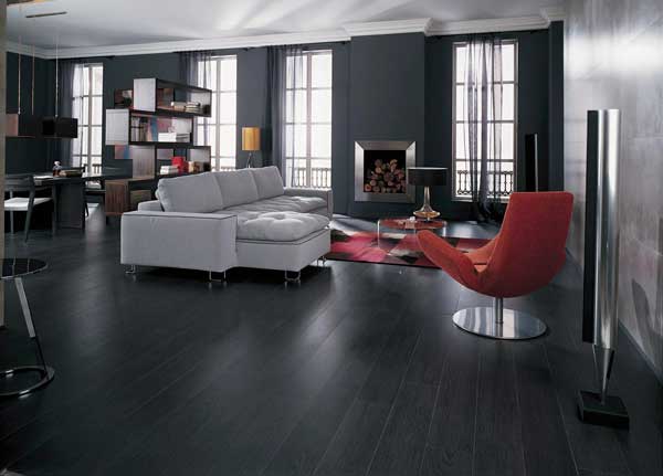 black hardwood floors living room