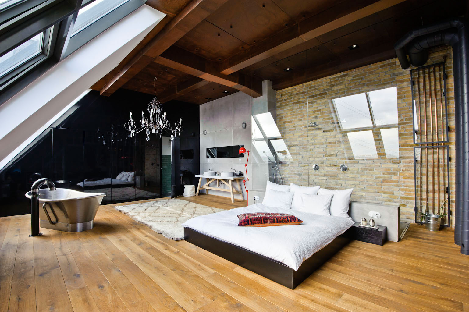 loft bedroom above living room