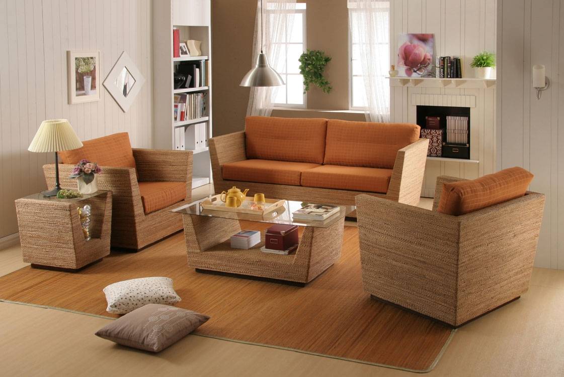 wood and glass living room furniture