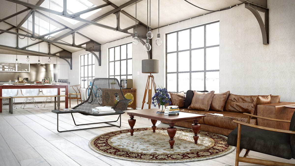 luxury industrial living room